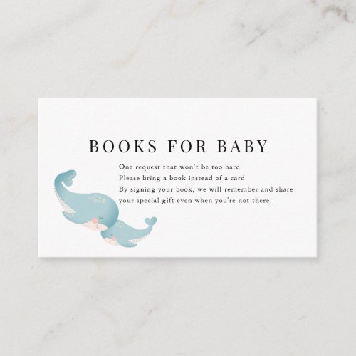 Whales Pink Baby Shower Book Request Enclosure Card