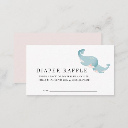 Whales Pink Baby Shower Diaper Raffle Ticket Enclosure Card