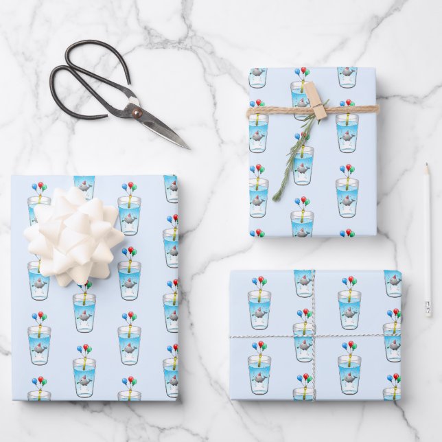 Whale's Pool Party Wrapping Paper Sheets (Front)