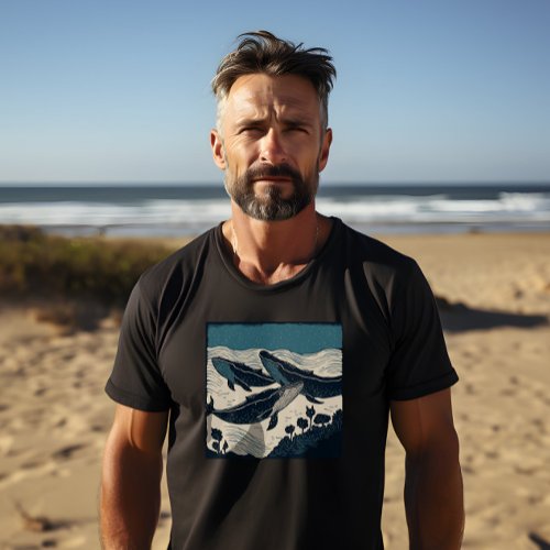 Whales Sea Ocean Coast Surf Vintage Nova Scotia T_Shirt