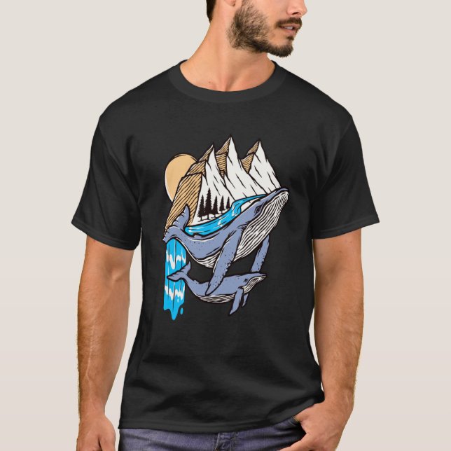 Whales Sharks Ocean Diving Sea Animals T-Shirt (Front)