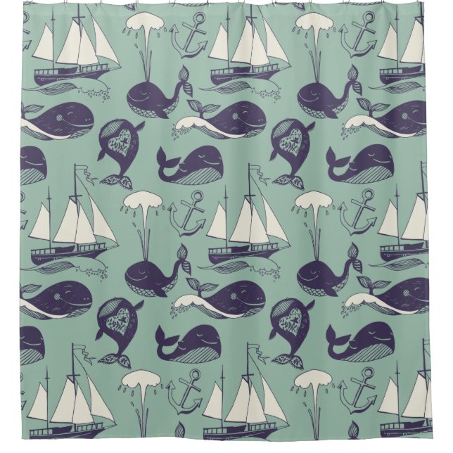 Whales Shower Curtain (Front)
