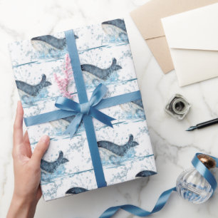 Whales Splashing Wrapping Paper