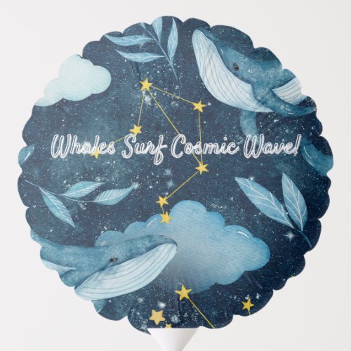 Whales Surf Cosmic Waves Blue Constellation Design Balloon