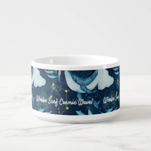 Whales Surf Cosmic Waves Blue Constellation Design Bowl