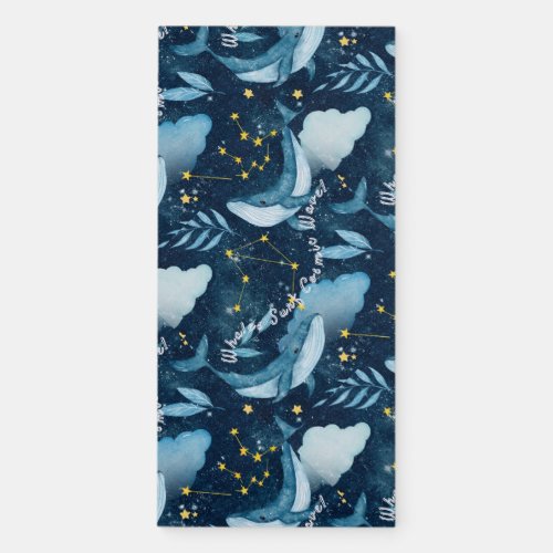Whales Surf Cosmic Waves Blue Constellation Design Magnetic Notepad