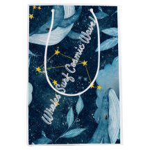 Whales Surf Cosmic Waves Blue Constellation Design