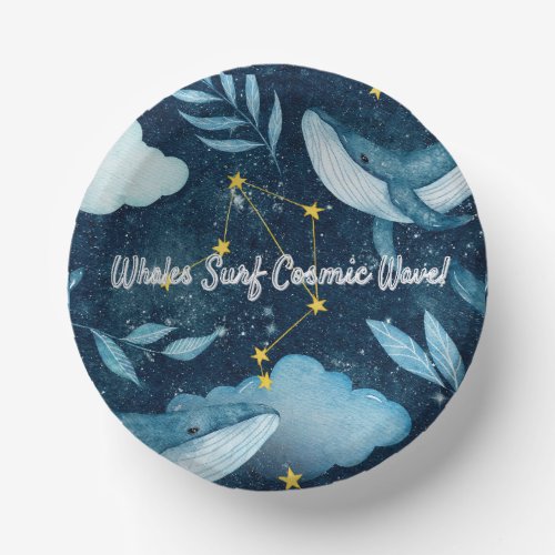 Whales Surf Cosmic Waves Blue Constellation Design Paper Bowls