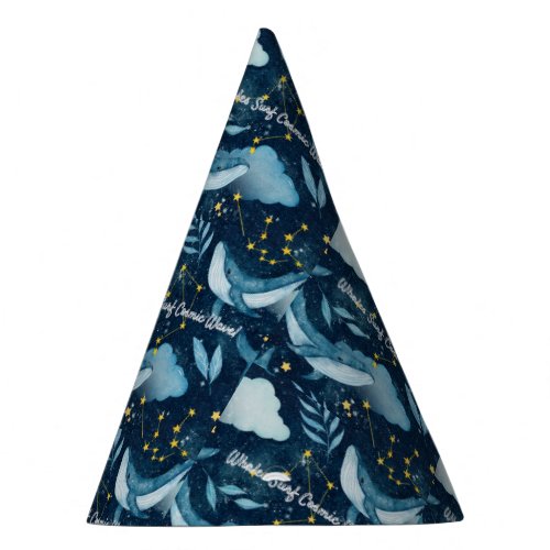 Whales Surf Cosmic Waves Blue Constellation Design Party Hat