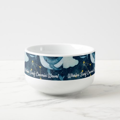 Whales Surf Cosmic Waves Blue Constellation Design Soup Mug