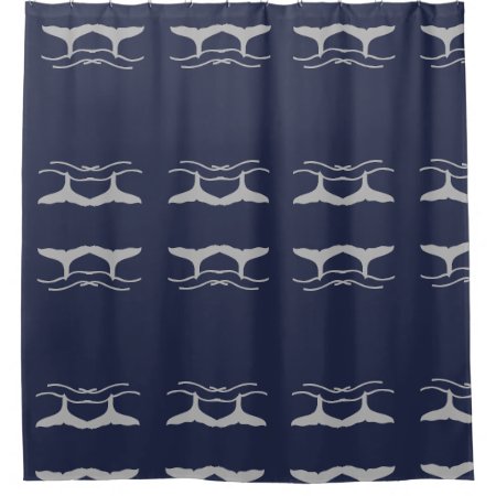 Whales Tail Outline Pattern Shower Curtain