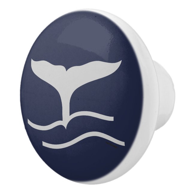 Whales Tail Pattern Navy and Grey Ceramic Knob (Right)