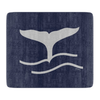 Whales Tail Pattern Navy and Grey Cutting Board