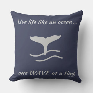 Whales Tail with Graphics Quote Outdoor Pillow