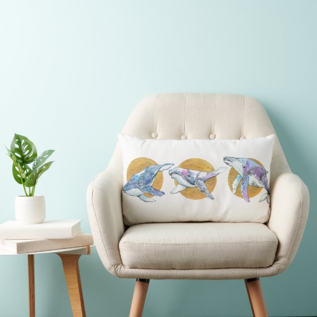 Whales Trio Fly Float and Dream  Lumbar Pillow (Chair)
