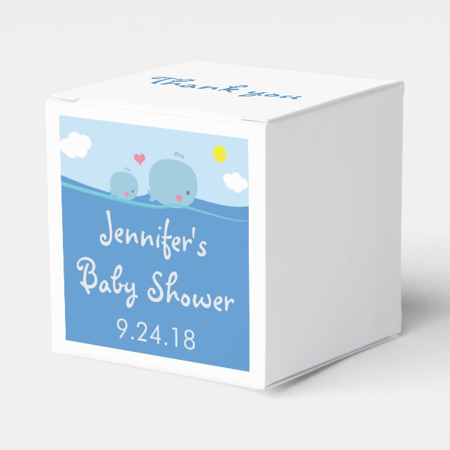 Whales Under the Sea Baby Shower Favor Box (Front Side)