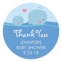 Whales Under the Sea Baby Shower Thank You Sticker