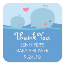 Whales Under the Sea Baby Shower Thank You Sticker