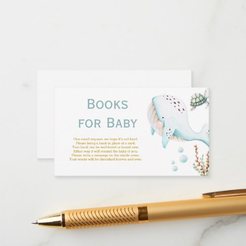 Whales Under the Sea Books for Baby Shower Enclosure Card