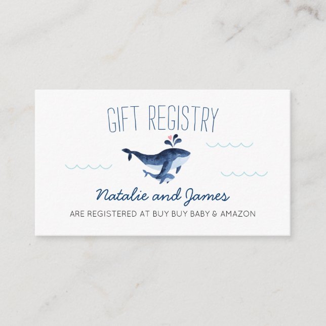 Whales Under the Sea Gift Registry Baby Shower Enclosure Card (Front)