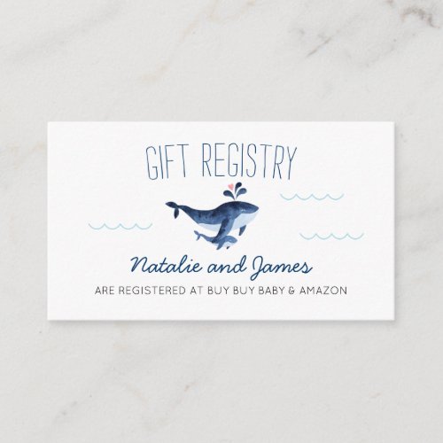 Whales Under the Sea Gift Registry Baby Shower Enclosure Card