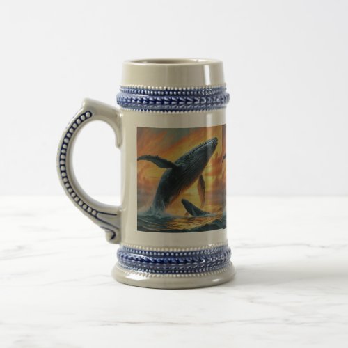 Whales  Wonder A Family Sunset Journey Beer Stein