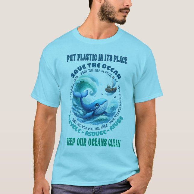Whales's Mission: Save Our Oceans  T-Shirt (Front)