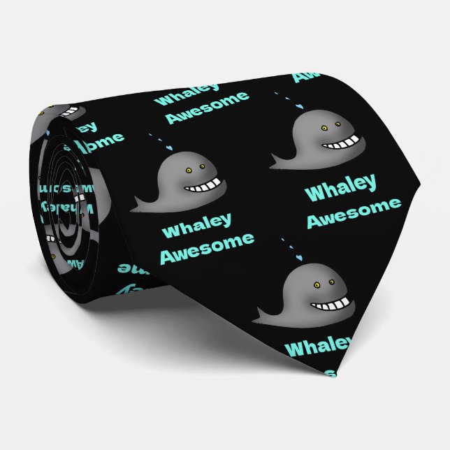 Whaley Awesome Funny Whale Pun Design Neck Tie (Rolled)