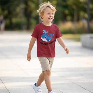 Whalle Hellot! Whale Caroon T-Shirt for boys