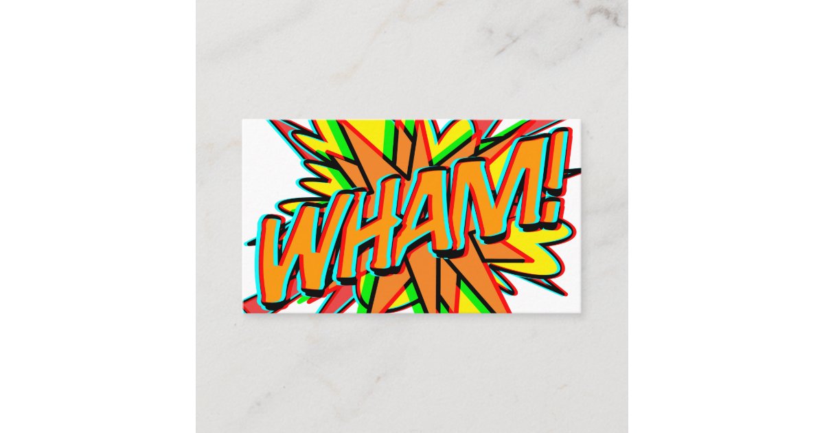 WHAM 3D Fun Retro Comic Book Business Card Zazzle