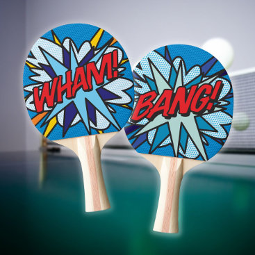 WHAM BANG Fun Retro Comic Book Pop Art Ping Pong Paddle