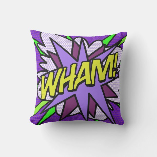 WHAM Comic Book Modern Cool Fun  Outdoor Pillow (Front)