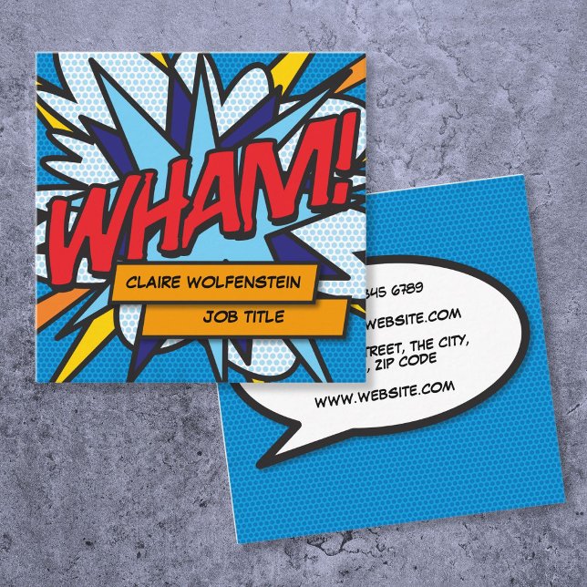 WHAM Fun Cool Trendy Comic Book Square Business Card (WHAM Fun Cool Trendy Comic Book Square Business Card
)