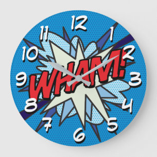 WHAM Fun Modern Comic Book Typography Large Clock