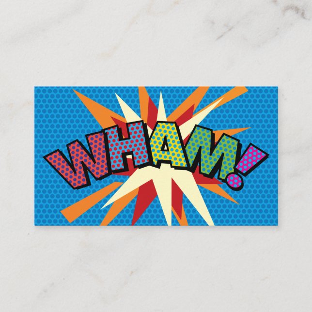 WHAM Fun Retro Comic Book Business Card (Front)