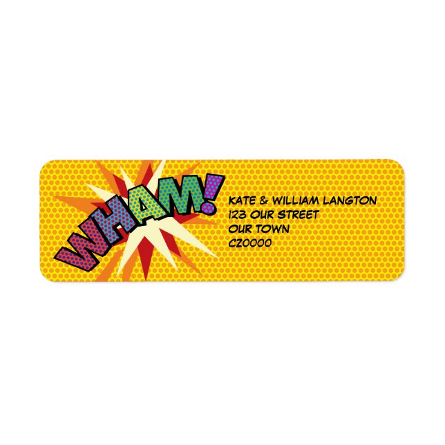 WHAM Fun Retro Comic Book Pop Art Address Label (Front)