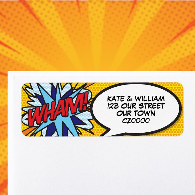 WHAM Fun Retro Comic Book Pop Art Address Label (WHAM Fun Retro Comic Book Pop Art Address Label)