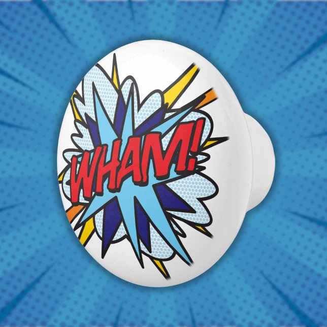 WHAM Fun Retro Comic Book Pop Art Ceramic Knob (WHAM Fun Retro Comic Book Pop Art Ceramic Knob)