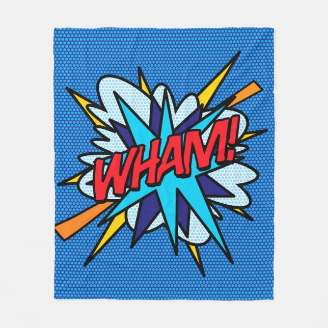 WHAM Fun Retro Comic Book Pop Art Fleece Blanket (Front)