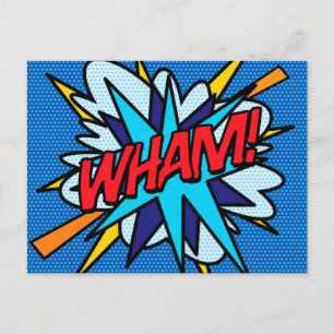 WHAM Fun Retro Comic Book Pop Art Postcard