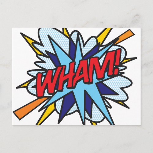 WHAM Fun Retro Comic Book Pop Art Postcard