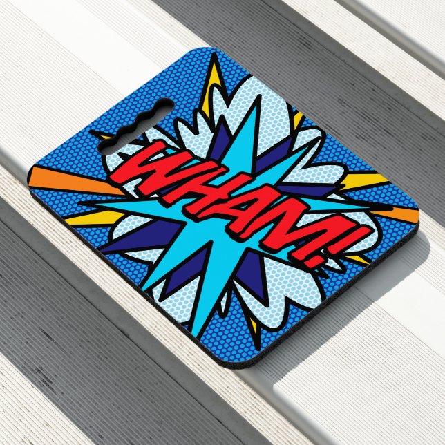 WHAM Fun Retro Comic Book Pop Art Seat Cushion (In Situ)