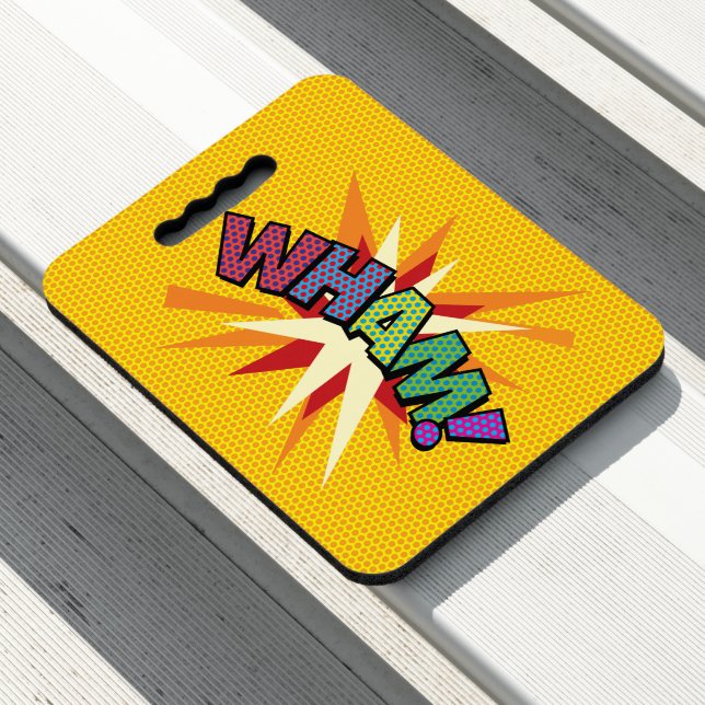 WHAM Fun Retro Comic Book Pop Art Seat Cushion (In Situ)