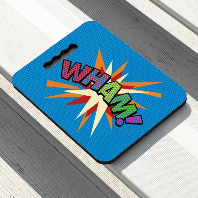 WHAM Fun Retro Comic Book Pop Art Seat Cushion (In Situ)