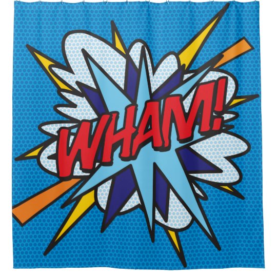 Wham Fun Retro Comic Book Pop Art Shower Curtain Zazzle Com