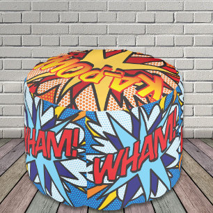 WHAM KA-POW SPLAT Fun Modern Comic Book Pop Art Pouf