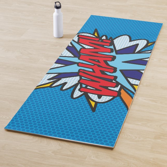 WHAM Modern Fun Comic Book Typography Yoga Mat (In Situ)