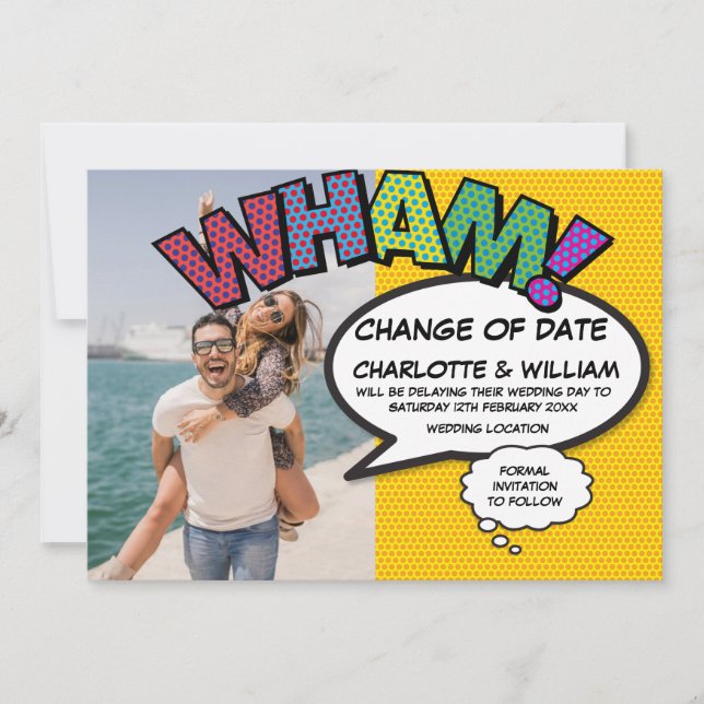 WHAM Photo Change of Date Postponed Comic Book Save The Date (Front)