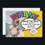 WHAM Photo Save the Date Fun Retro Comic Book<br><div class="desc">Personalise with your photo, names and details to announce the date of your special event. Comic book pop art themed modern, fun retro design, perfect for weddings, bridal showers, baby showers, baptisms, engagement parties, anniversary celebrations, graduations, birthday party and other special events throughout the year! A cool, trendy and fun...</div>