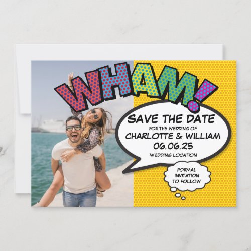 WHAM Photo Save the Date Fun Retro Comic Book